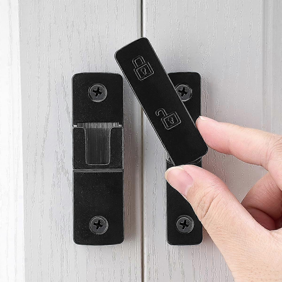 Set Mit 2 Schwarzen Scheunentürriegeln, 180° Verstellbarem Kippbolzen, Korrosionsbeständigen Beschlägen Aus Zinklegierung