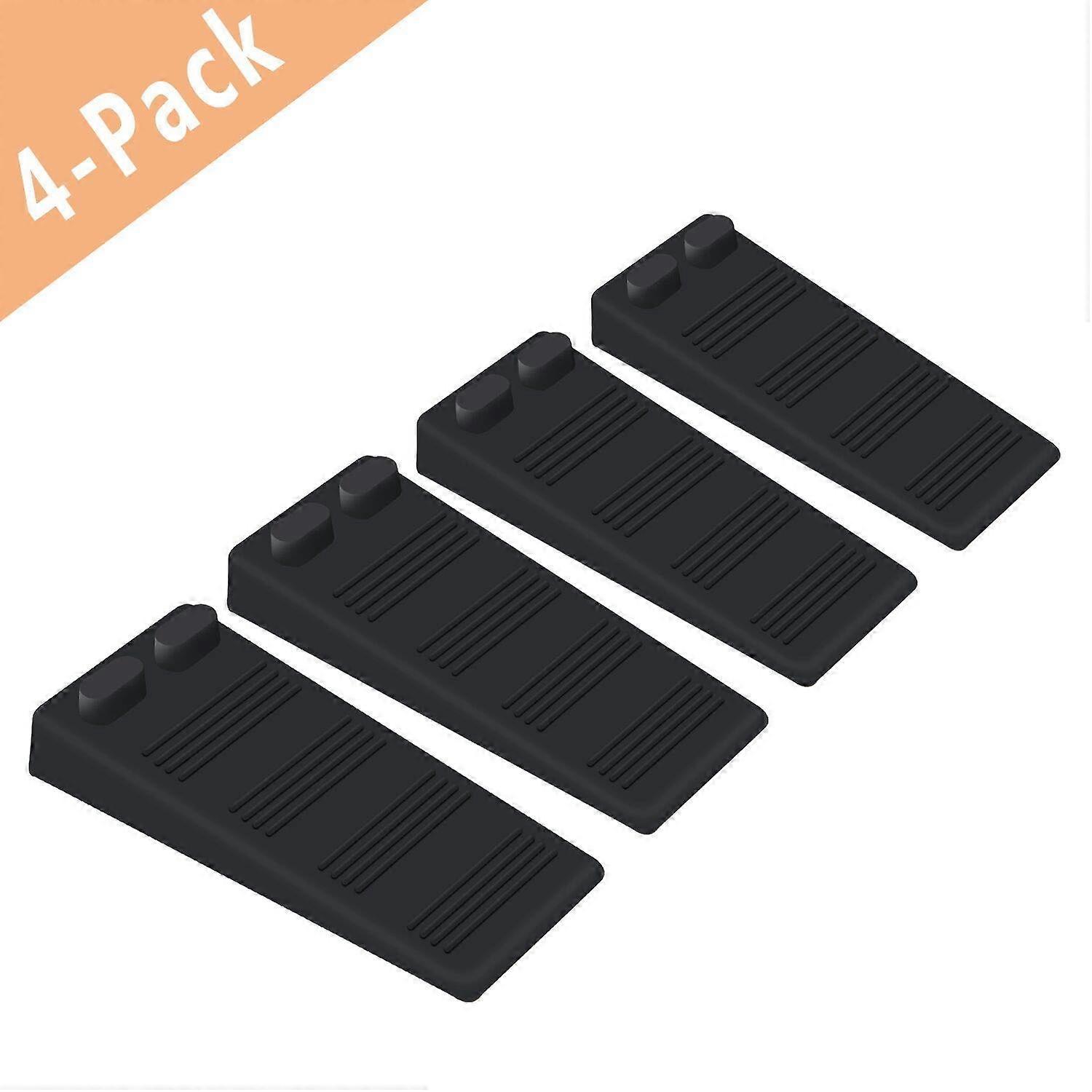 Set Mit 4 Schwarzen Türkeilen Aus Gummi, Rutschfest Und Flexibel, Für Schwere Türen Und Zum Schutz Von Fußböden In Haus Und Büro.