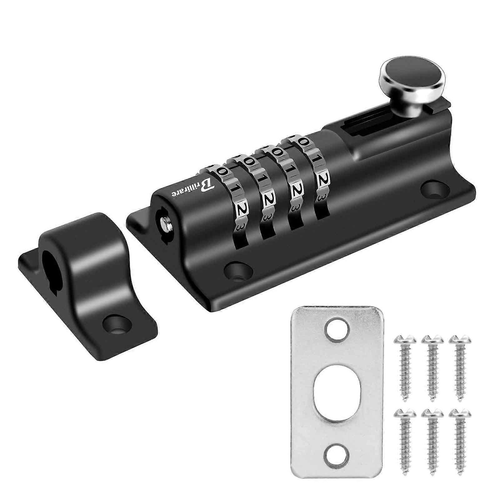 Wasserdichtes 4-stelliges Zahlenschloss, Robust, Aus Zinklegierung, Schlüssellos, Für Gartenhaus Oder Garage, Mit Diebstahlsicherungsschrauben, Schwarz.