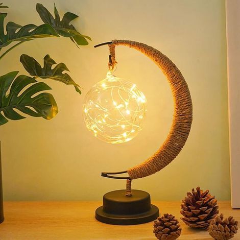 Nachtlicht Aus Schmiedeeisen. Dekorative Led-beleuchtung. Ideal Für Weihnachten, Partys, Hochzeiten, Schlafzimmer Usw. Mit Usb-anschluss. 28 X 15 X 15 Cm (warmweißes, Rundes Licht).