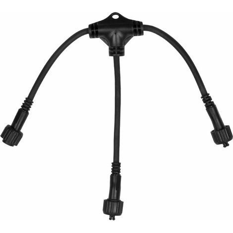 Schwarzer Doppelausgangsstecker Für Ip44-lichterketten – Eingangsstecker Und 2 Ausgänge – Einfache Installation Ohne Stromverlust