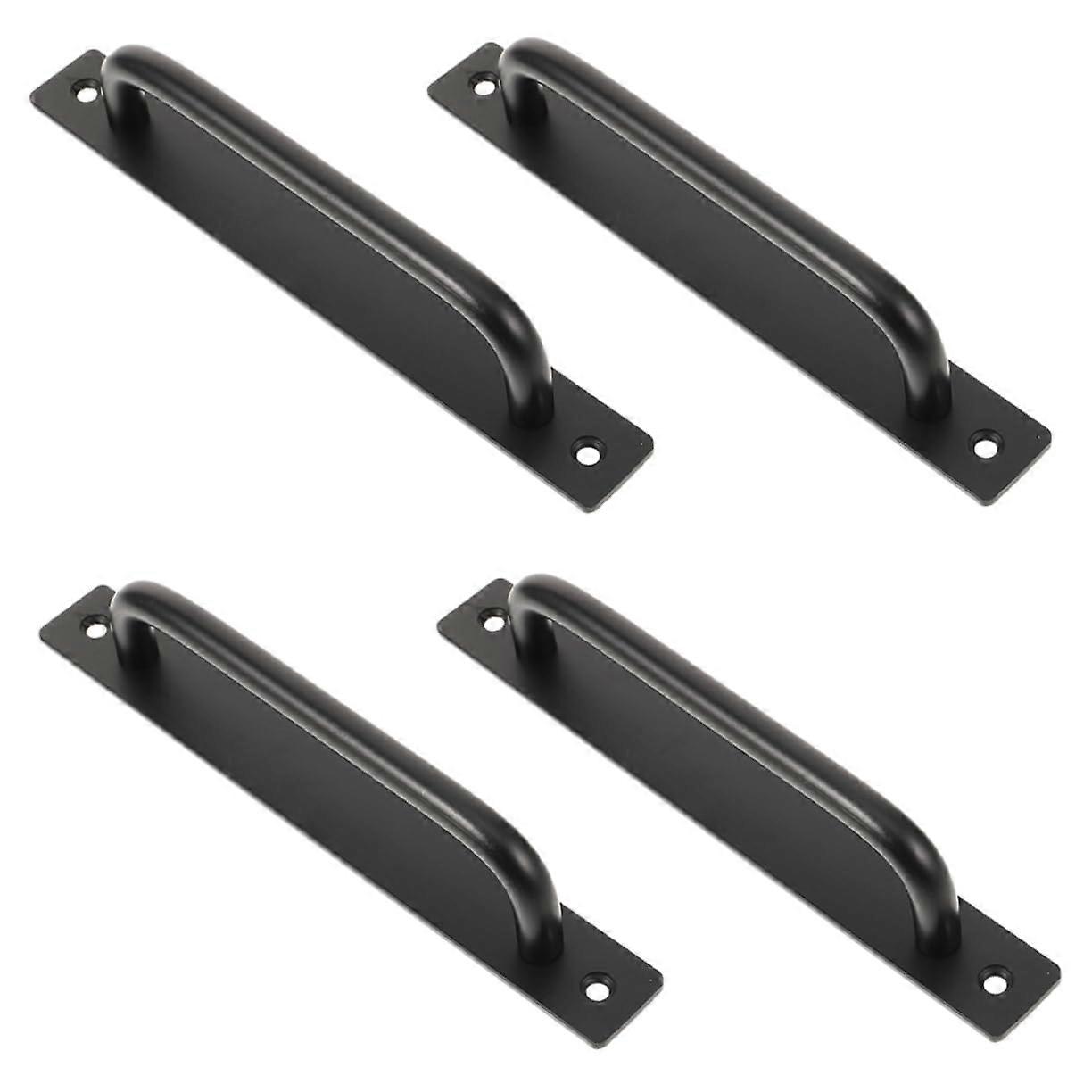 Set Mit 4 Mattschwarzen Scheunentürgriffen, Einfache Oberflächenmontage Und Robuste Aluminiumkonstruktion