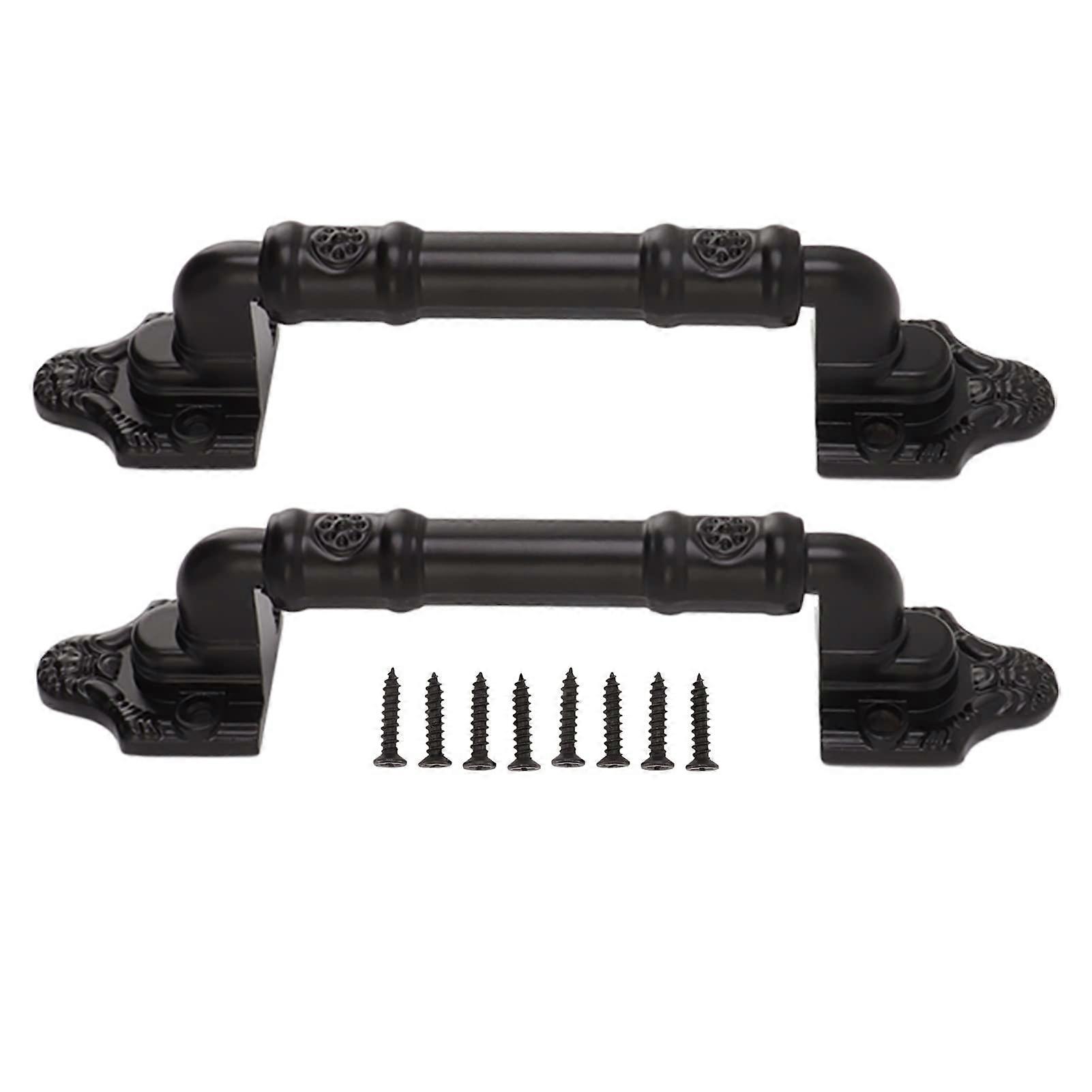 Set Aus Schwarzen Schiebetürgriffen Aus Eisen, Robuste Und Bruchfeste Zughebel, Inklusive Schrauben.