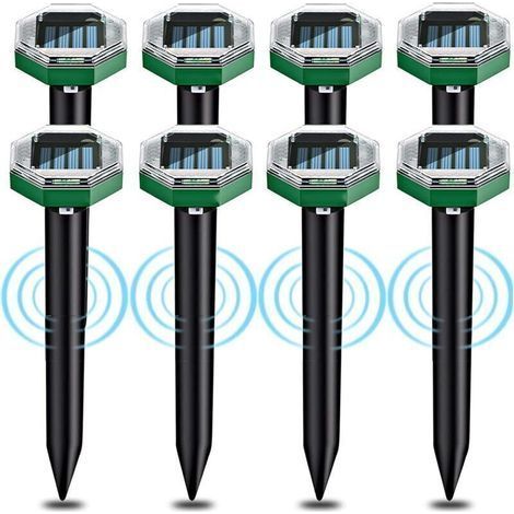 Solarbetriebenes Ultraschall-maulwurfsvertreiber-set, 8-teilig. Wasserdicht Gemäß Ip65. Geeignet Für Gärten, Terrassen Und Rasenflächen Zur Maulwurfsabwehr.