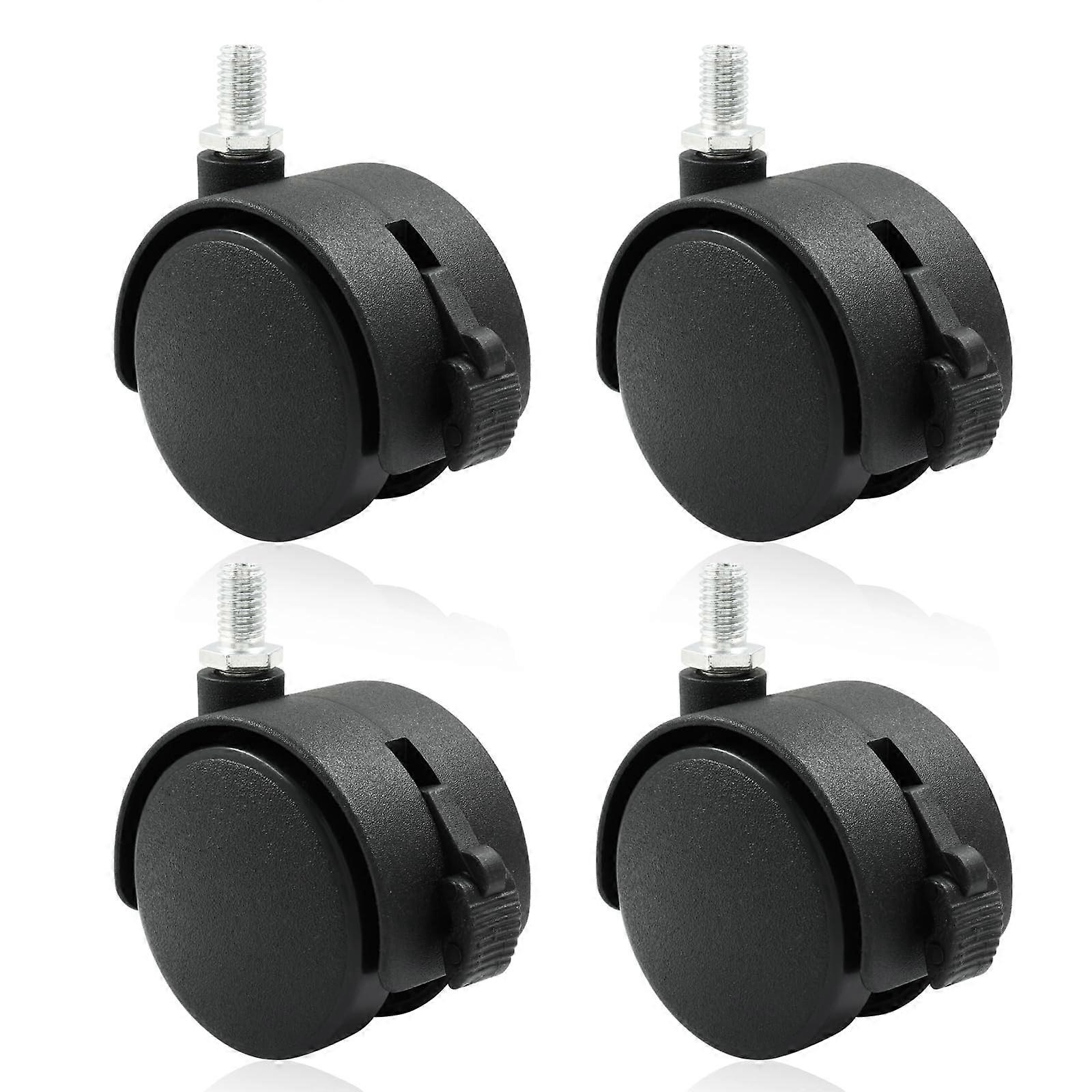 Satz Mit 4 Ersatzrollen (5 Cm/2 Zoll) Mit Feststellbremse, M8-gewindebolzen, Schwarzem Nylon