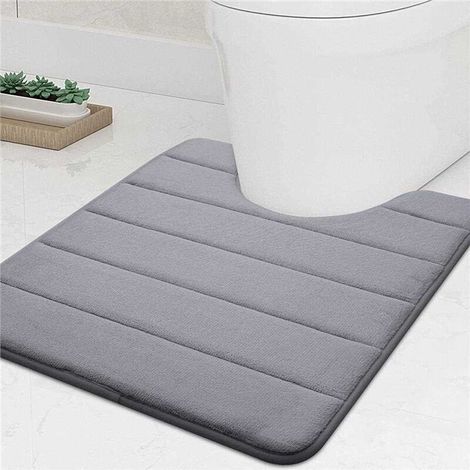 Toilettenmatte Aus Korallenvlies. U-förmig, Rutschfest Und Saugfähig. Badezimmer-/toilettenmatte. Schlicht. Waschbar.