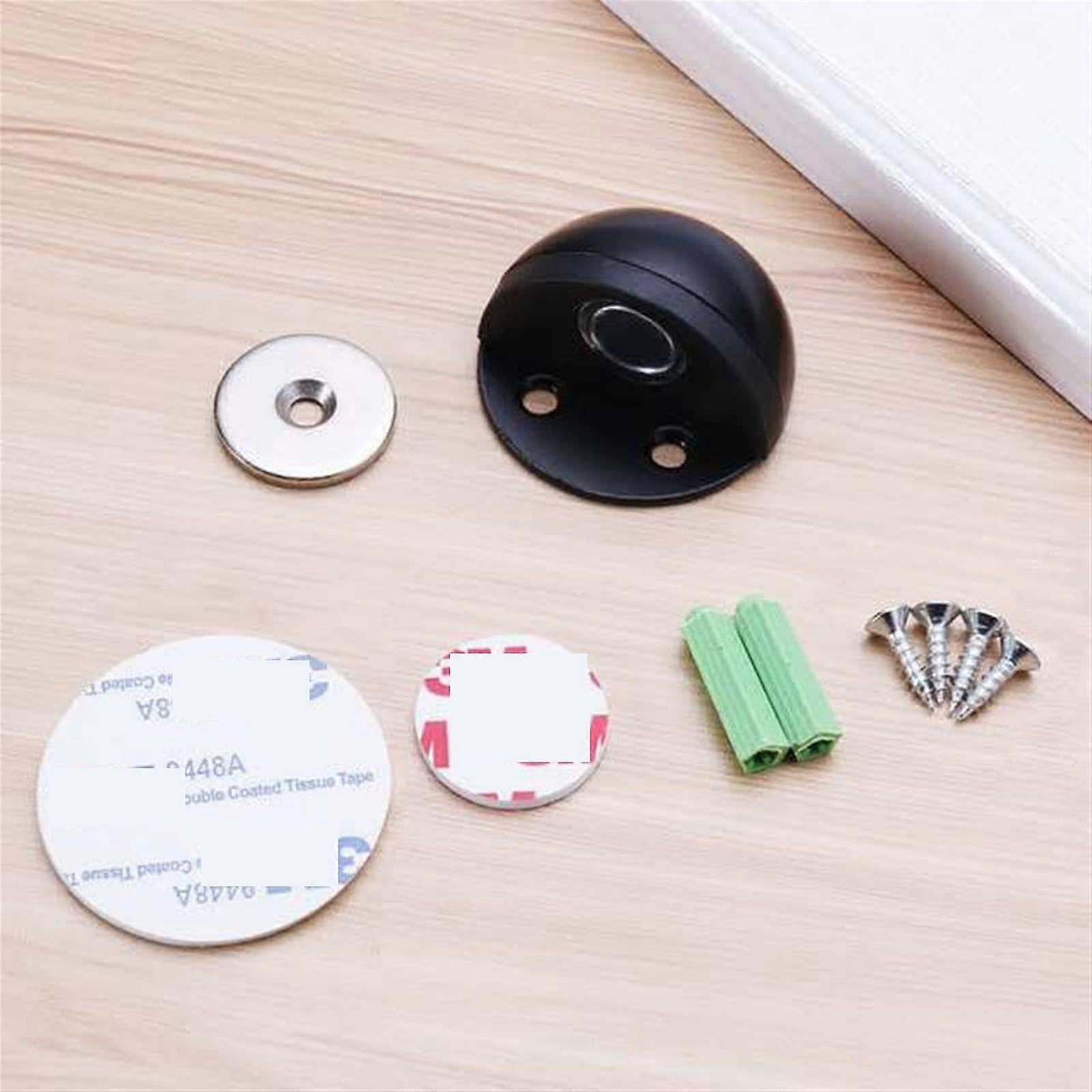 Magnetischer Türstopper Ohne Bohren, Doppelte Verriegelung, Schwarzer Edelstahl-wandschutz, 1 Stück