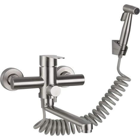 Wandarmatur Mit Brausepistole. Mit Brausepistole. Küchenspüle. Edelstahlarmatur. Warm-/kaltwasser. Waschbecken. Drehbar (gebürstet).