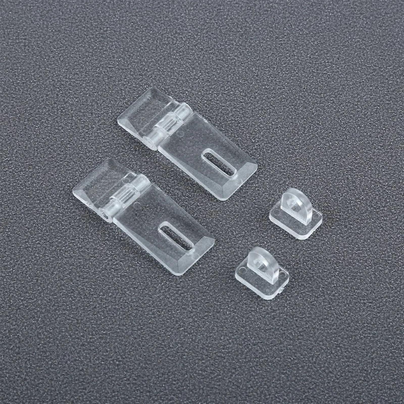 Set Mit 4 Transparenten Acrylscharnieren 41 X 16 Mm Für Türen Und Schubladen Von Schmuckkästchen, Schränken Und Kleiderschränken Sicheres Verriegelungssystem.