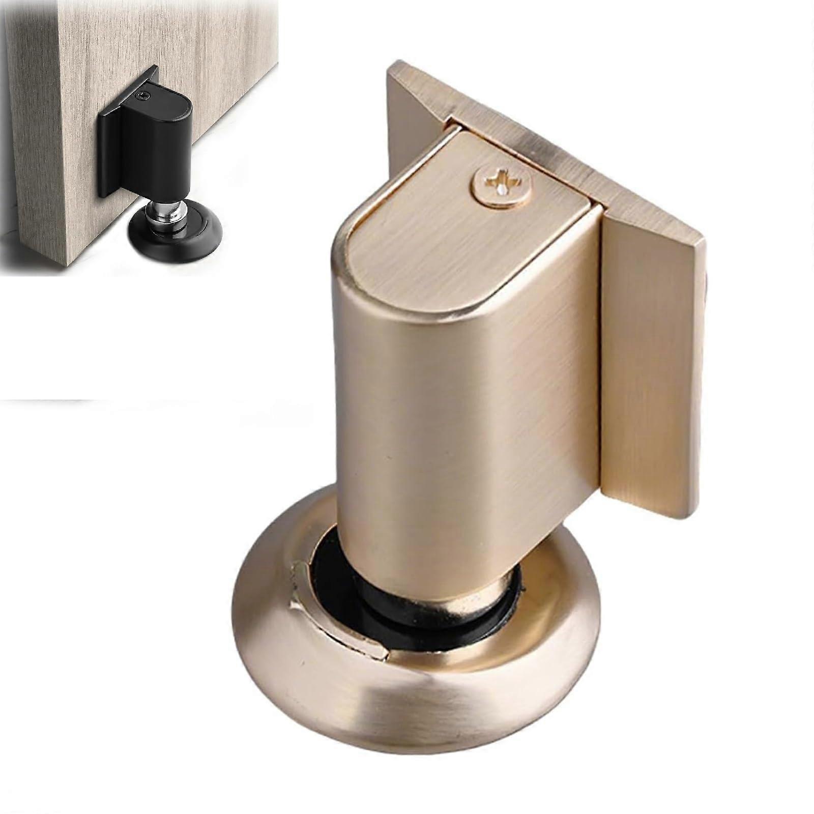 Magnetischer Türstopper, Unsichtbarer Keil Zur Befestigung An Der Unterseite Der Tür (ohne Bohren), Riegel Zum Offenhalten, Gebürstetes Gold