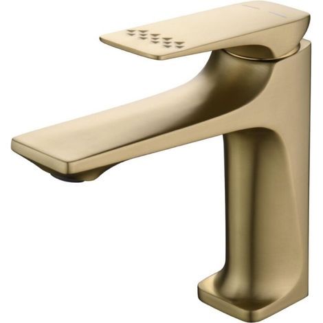 Einhebel-waschtischarmatur. 1-loch-edelstahl-badarmatur, Spritzwassergeschützt. Goldfarben.