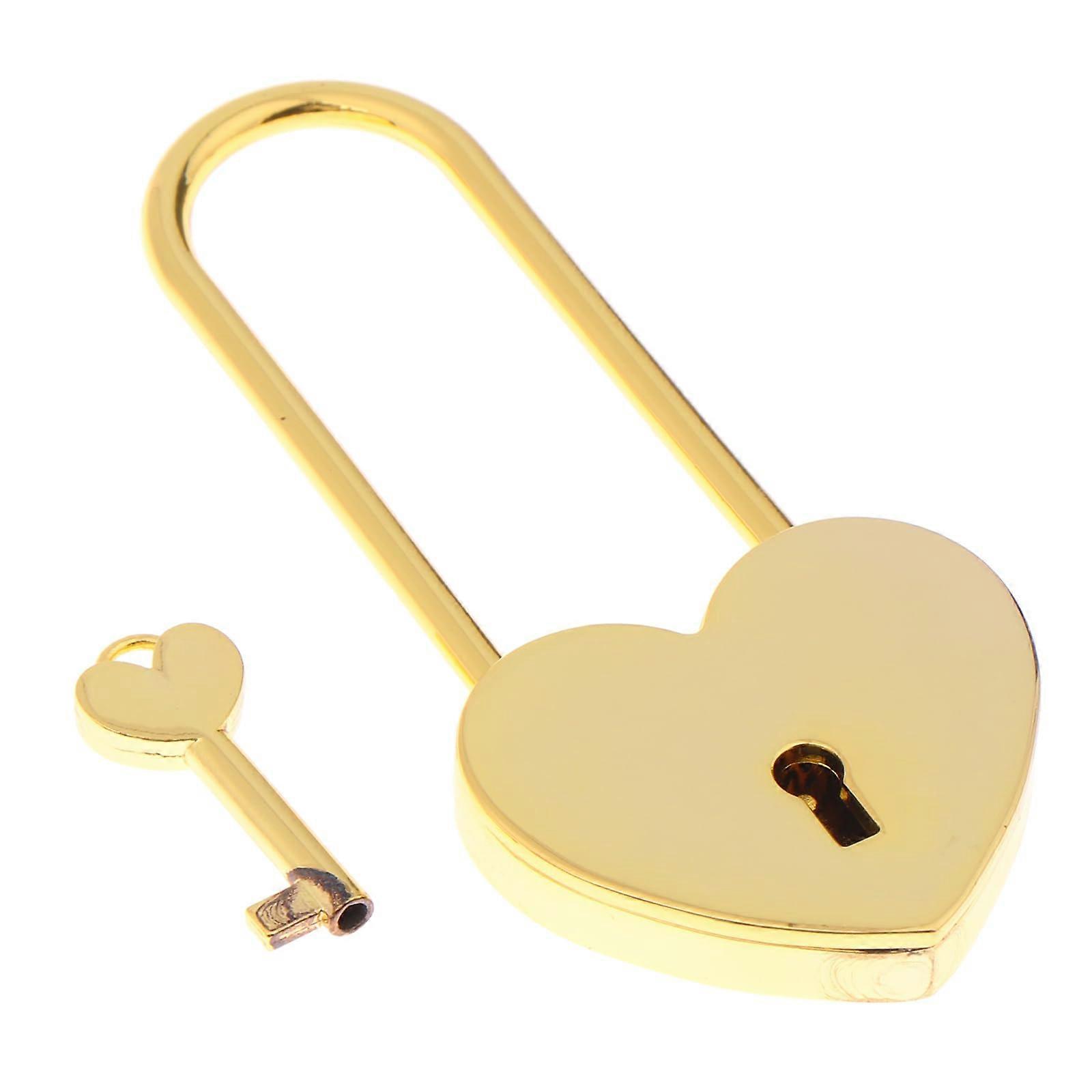 Goldenes, Herzförmiges Vorhängeschloss Mit Schlüssel, Liebesschloss Im Antik-stil Für Paare, Romantisches Und Elegantes Valentinstagsgeschenk