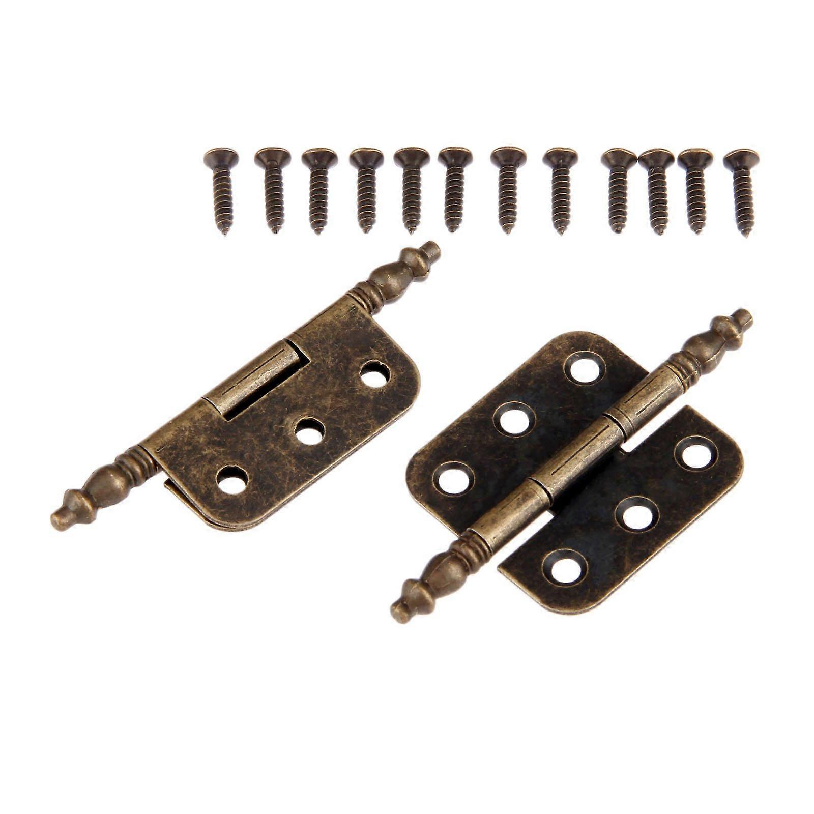Set Aus 2 Antiken Zierscharnieren 70x35mm Mit Sechslochbefestigung Für Schmuckkästchen Und Schränke