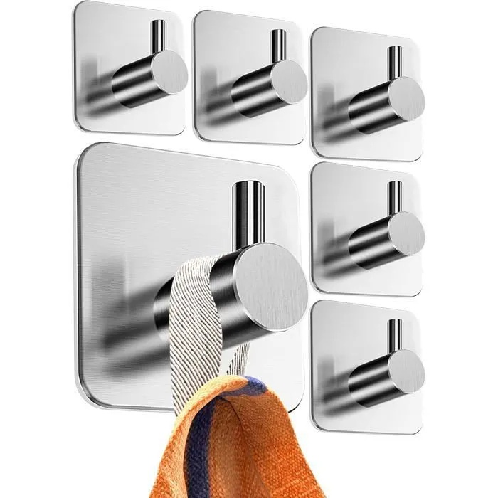 Selbstklebende Wandhaken – 6 Stück. Handtuchhaken Aus Edelstahl Für Bad Und Küche – Odipie Handtuchhalter Für Badezimmer.