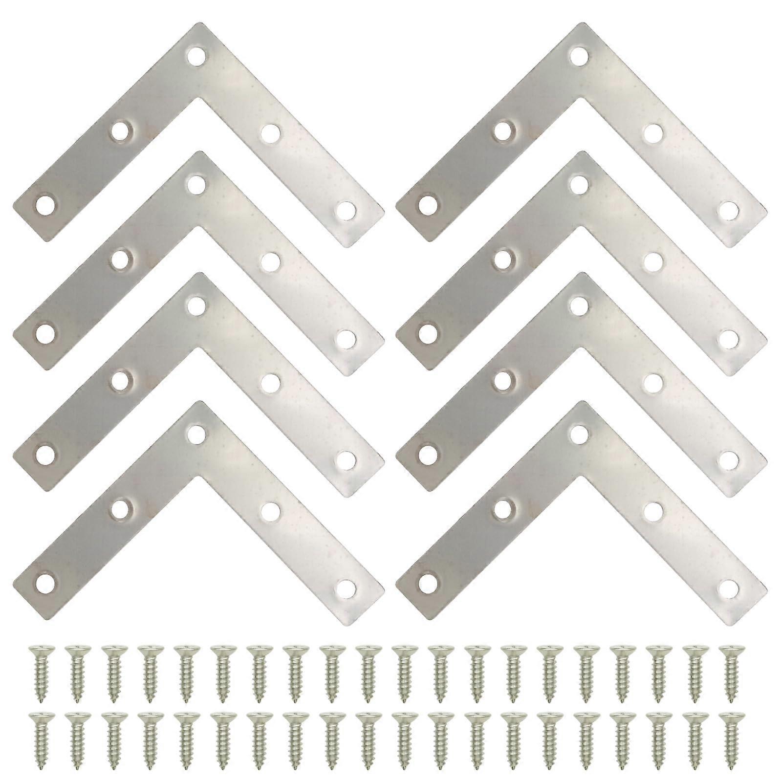 Set Aus 8 L-förmigen Edelstahlwinkeln Mit Den Maßen 8,2 X 8,2 Cm (3,23 X 3,23 Zoll) Zur Befestigung An Möbeln Und Regalen.