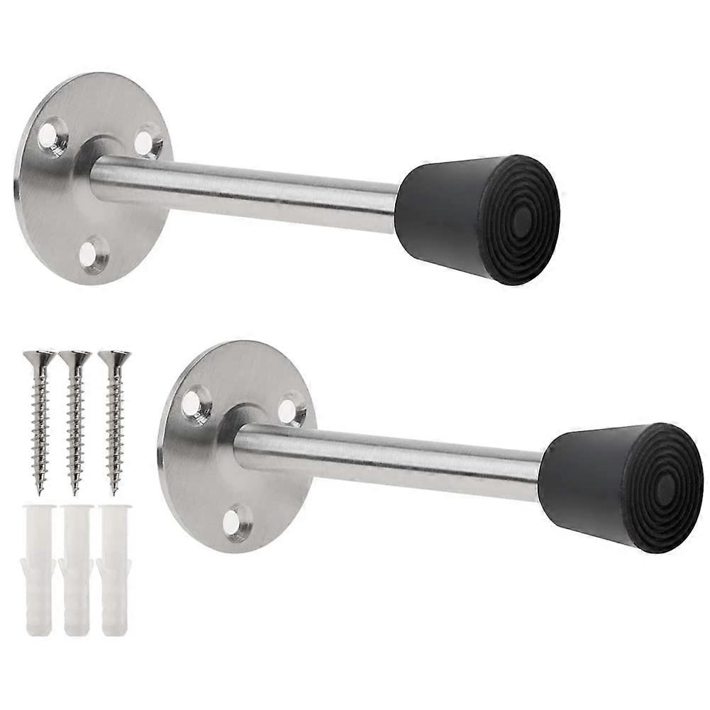 Set Aus 2 Wandtürstoppern, 15 Cm, Aus Edelstahl 201 Mit Gummifüßen Für Geräuschlosen Wandschutz