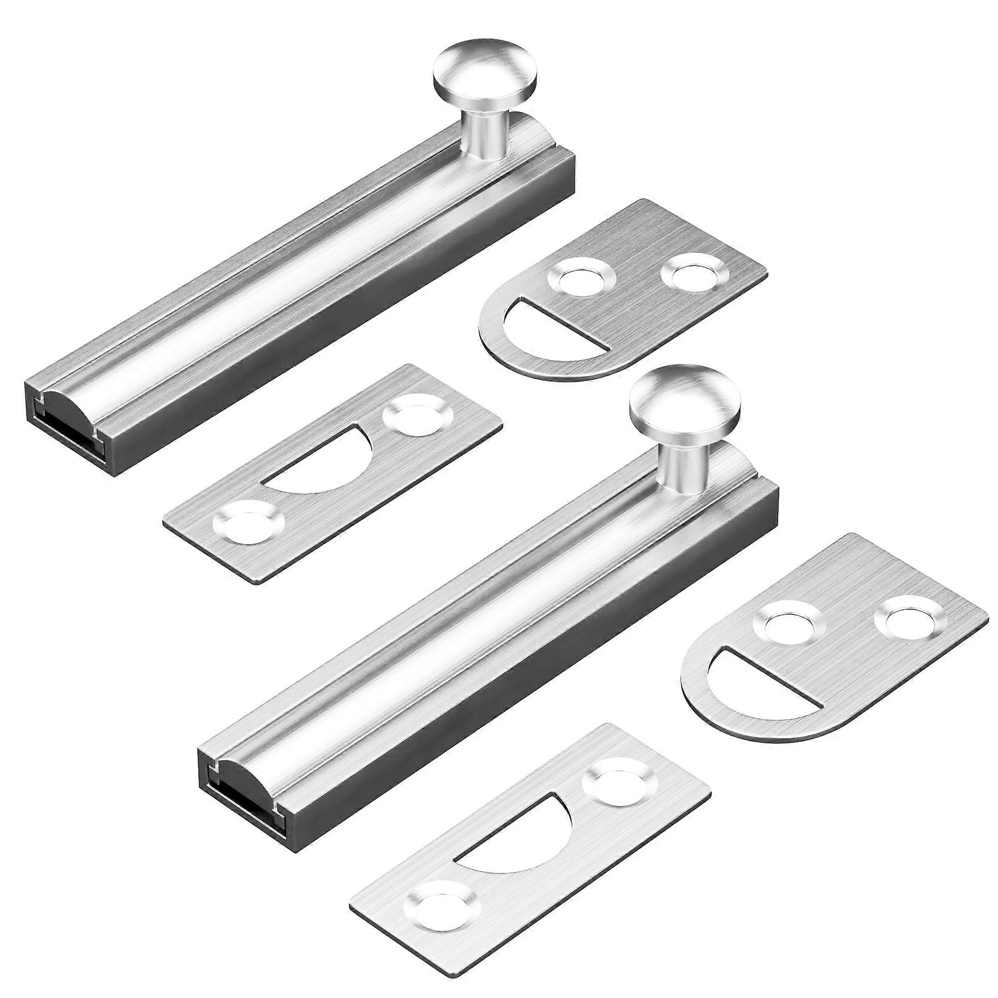 Set Aus 2 Massiven Messing-aufputzschlössern, 7,6 Cm (3 Zoll), Robuste Türschlösser In Gebürstetem Silber Für Terrassentüren