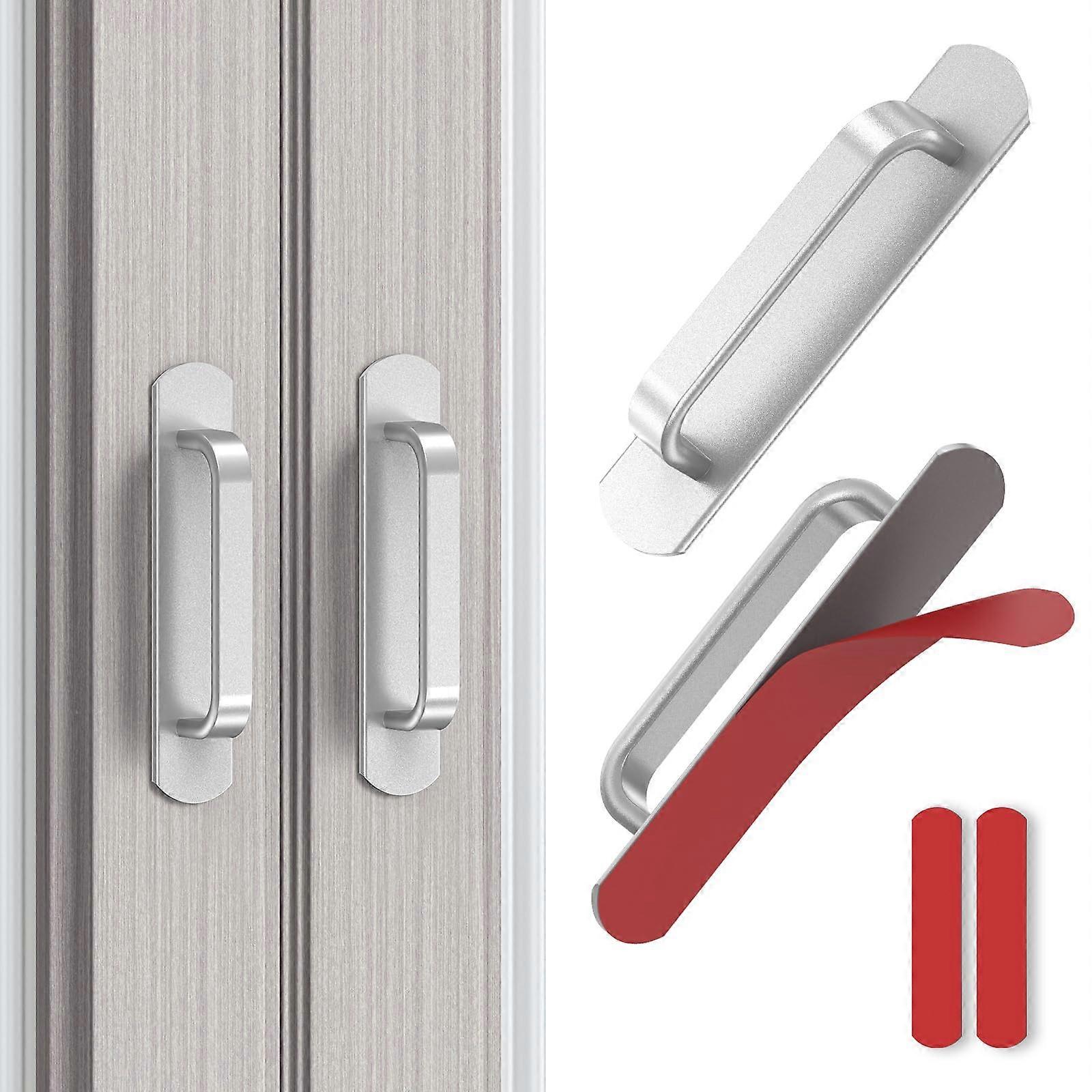 Set Mit 2 Selbstklebenden Griffen, 14,5 Cm Lang, Für Möbel, Küchenschubladen, Schränke Und Kühlschränke. Kein Bohren Erforderlich. Rostfreies Aluminium, Stabile Befestigung, Elegante Silberne Oberfläc