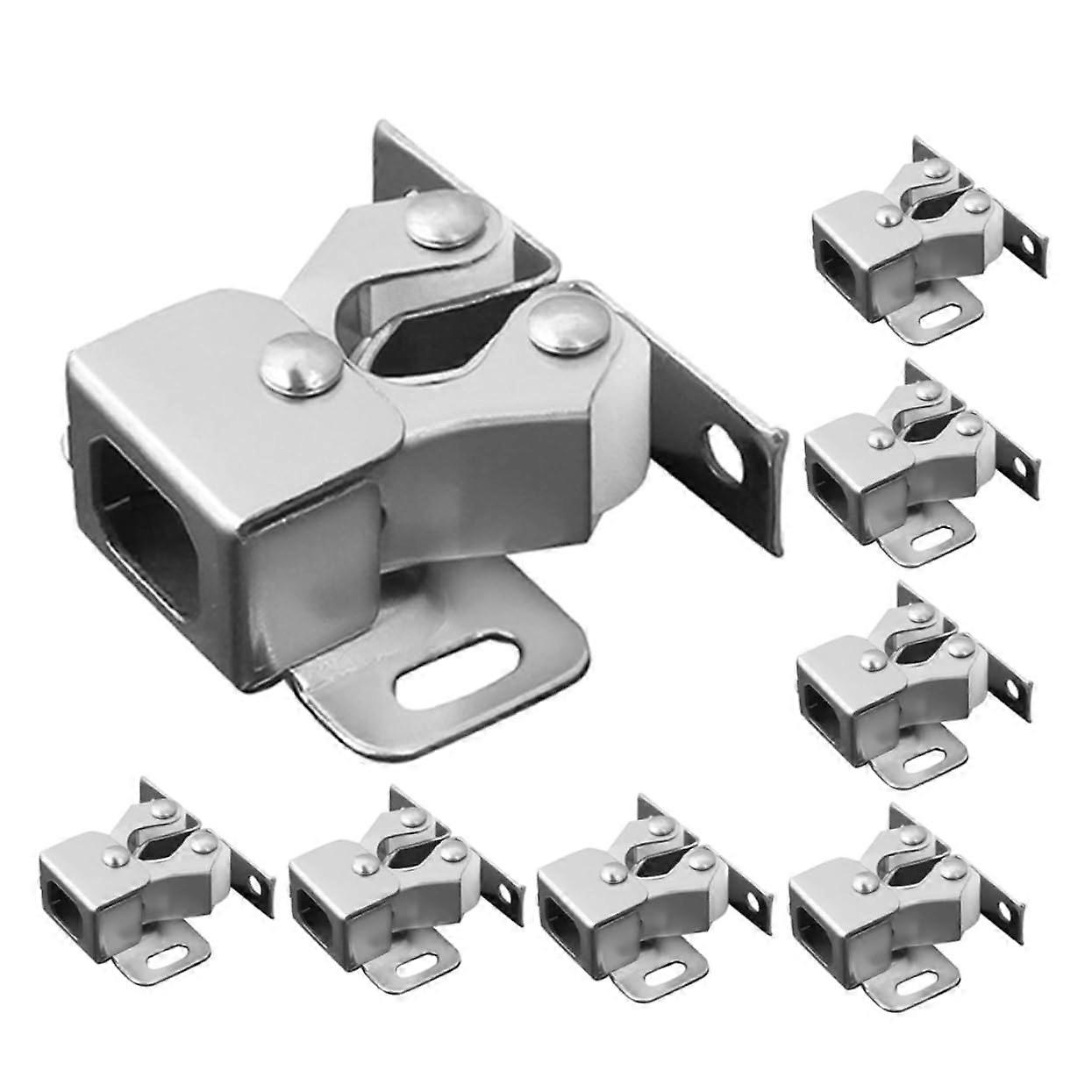 Set Mit 8 Robusten, Per Druckmechanismus Zu Öffnenden Türriegeln Mit Doppelfedermechanismus Für Küchen- Und Schranktüren