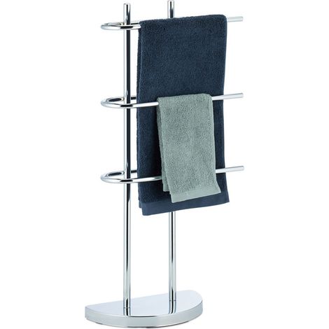 Verchromter Handtuchhalter Mit 3 Stangen, Badezimmer-handtuchhalter, Halbrunder Sockel, 83 X 40 X 18 Cm, Silber
