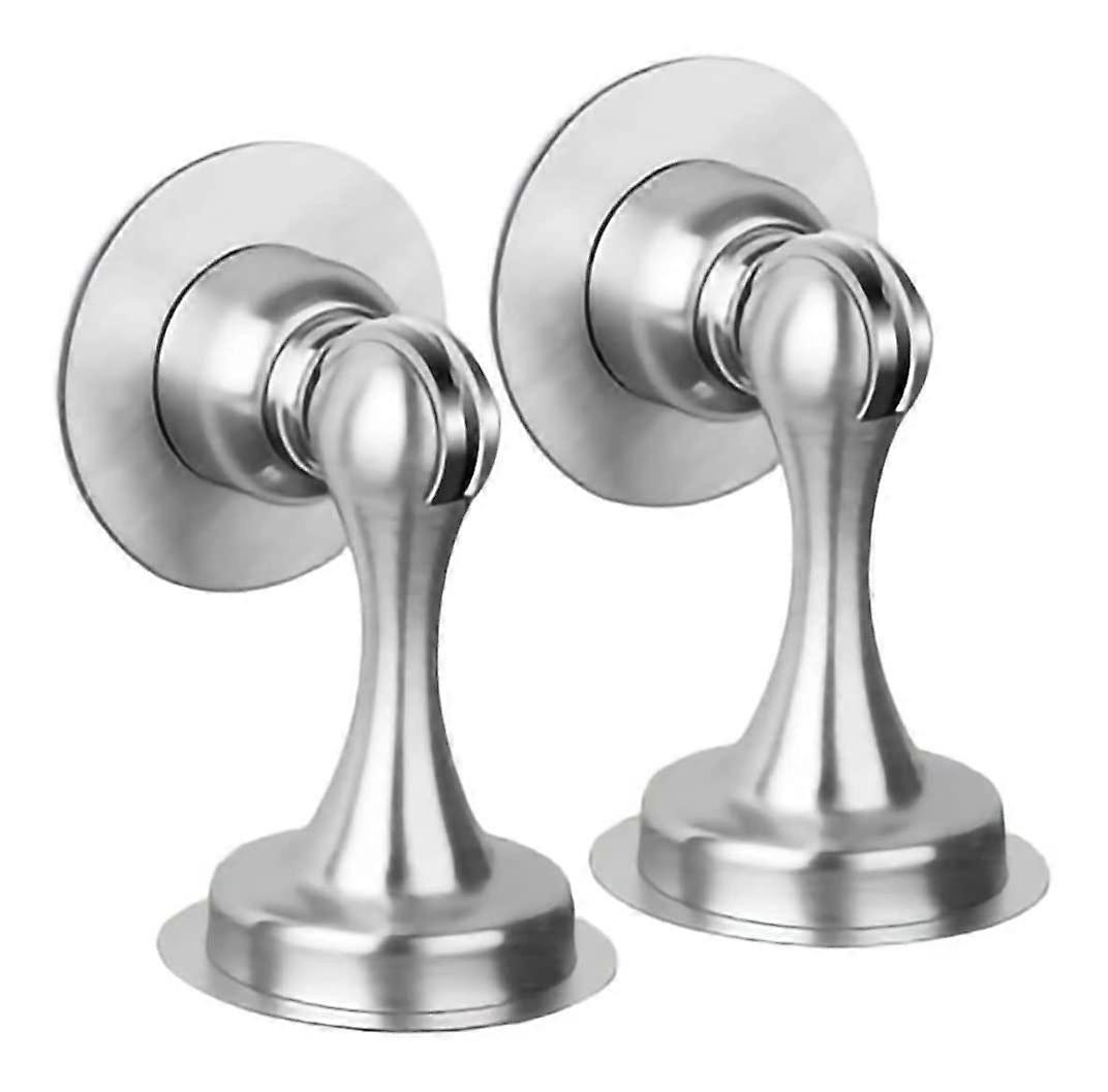 Magnetischer Türstopper (2er-set) Aus Gebürstetem, Vernickeltem Edelstahl, Geräuschdämpfende Wandhalterung Für Zuhause Und Büro