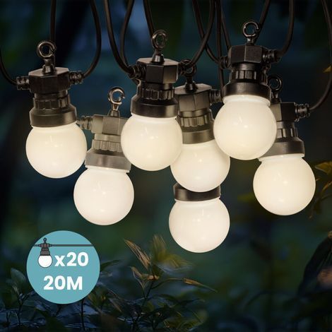 20 M Weiße Lichterkette Für Den Außenbereich – 20 Warmweiße Leds – Ip44-transformator Mit 3 M Verlängerungskabel – Für Veranstaltungen Im Freien