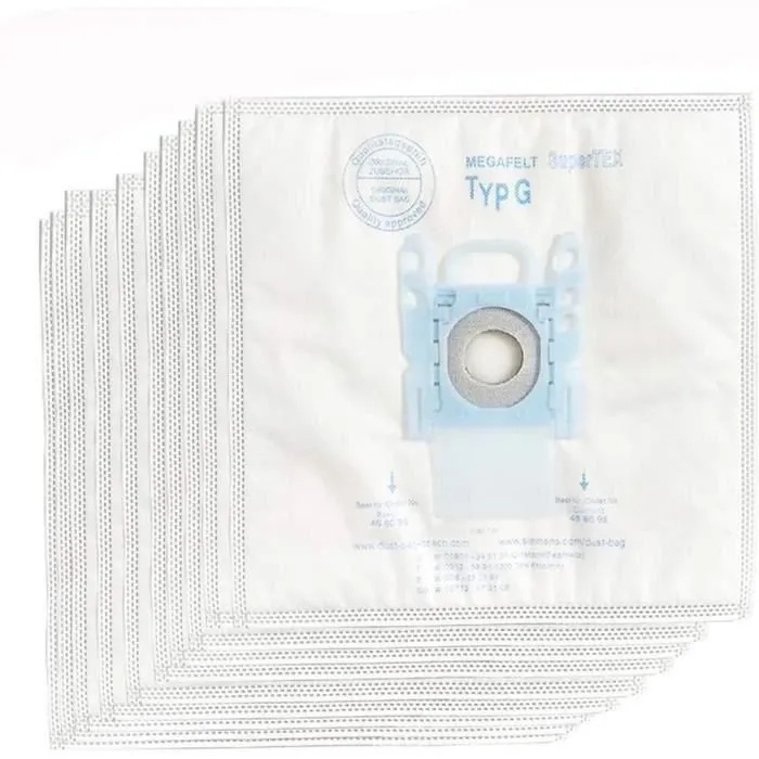 Packung Mit 10 Staubsaugerbeuteln Typ G Für Bosch/siemens Megafilt Super Tex℉ Bbz41fg 468383