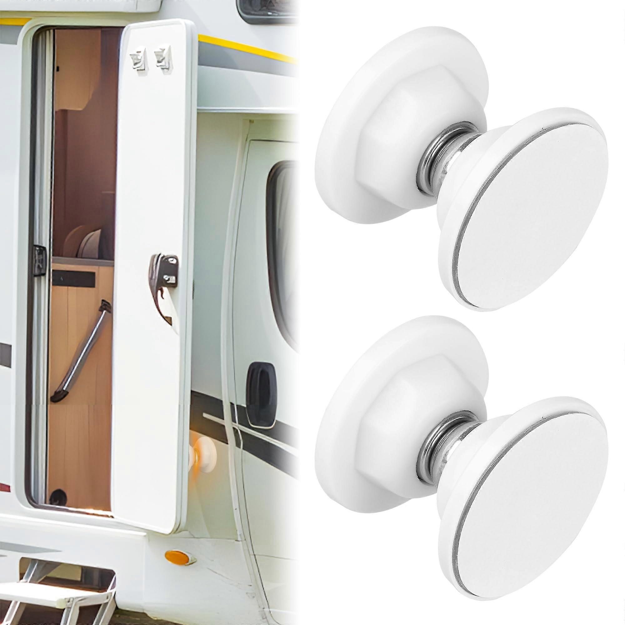 Set Mit 2 Magnetischen Türstoppern Für Wohnmobile, Weiß – Rostfreier Türstopper Mit Magnetischem Verriegelungssystem