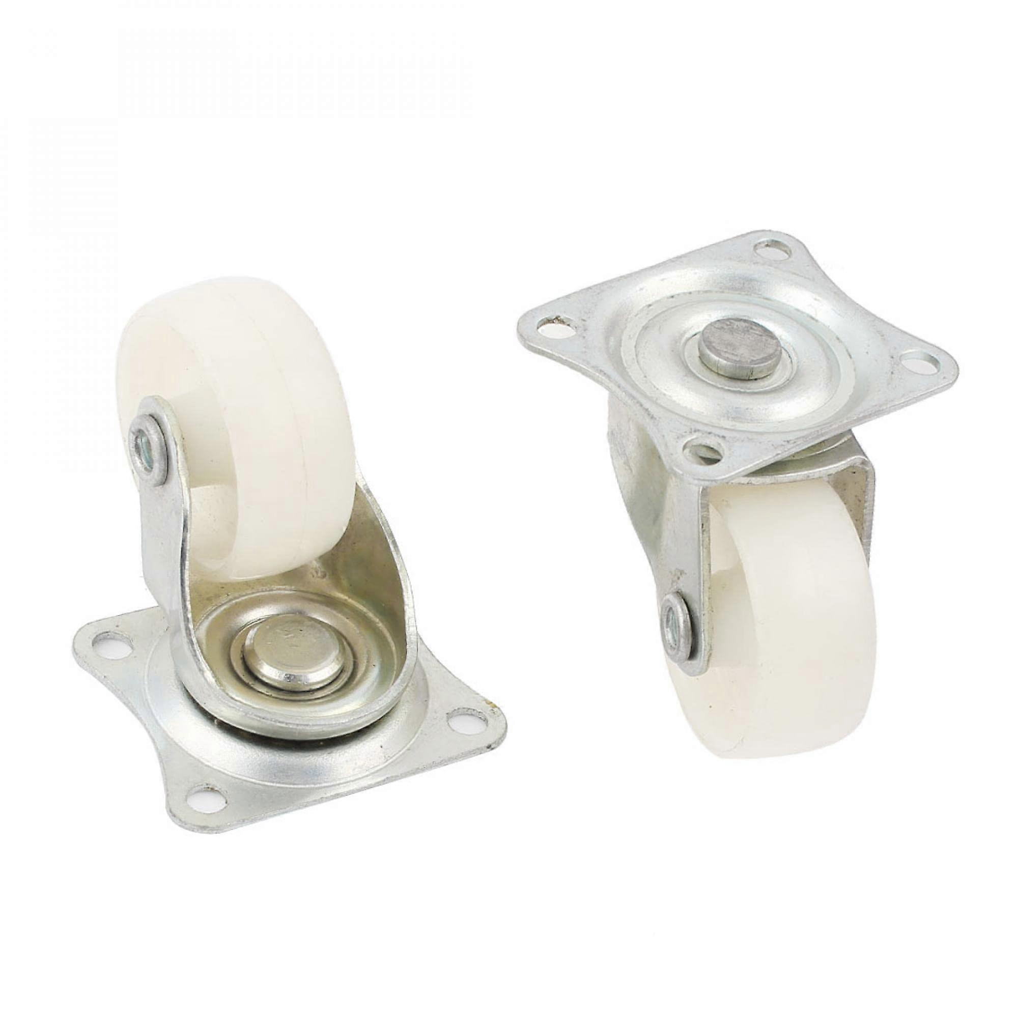 30-mm-nylon-lenkrollen Für Möbel Und Werkzeugkästen, Weiß, Robust, 2er-set Mit Platte.