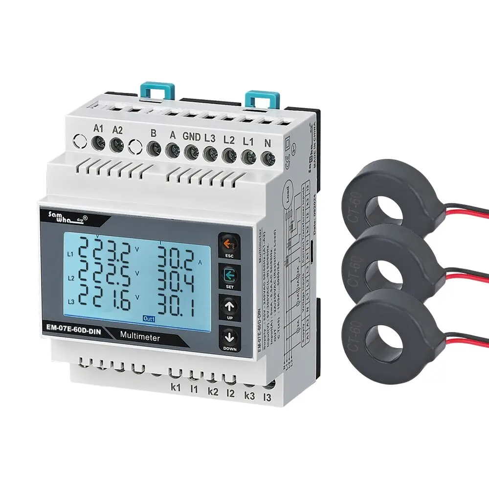 Samwha Dsp Em-07e-xxd-din Multimeter Für Spannung, Strom, Frostschutz, Scheinleistung, 3p Und 4w Em-07e-60d-din
