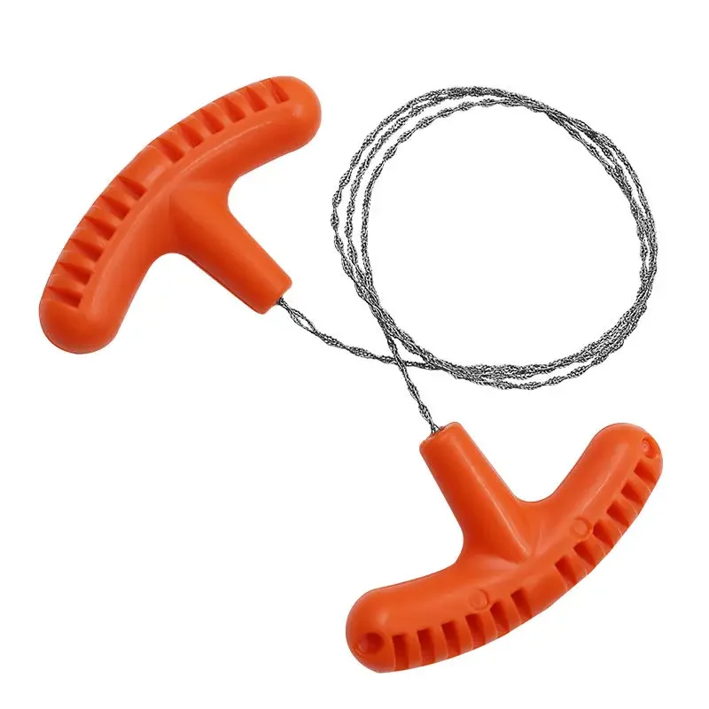 Hochwertige, Multifunktionale Taschendrahtsäge Aus Orangefarbenem Edelstahl, Geeignet Für Camping Und Notfallsituationen.