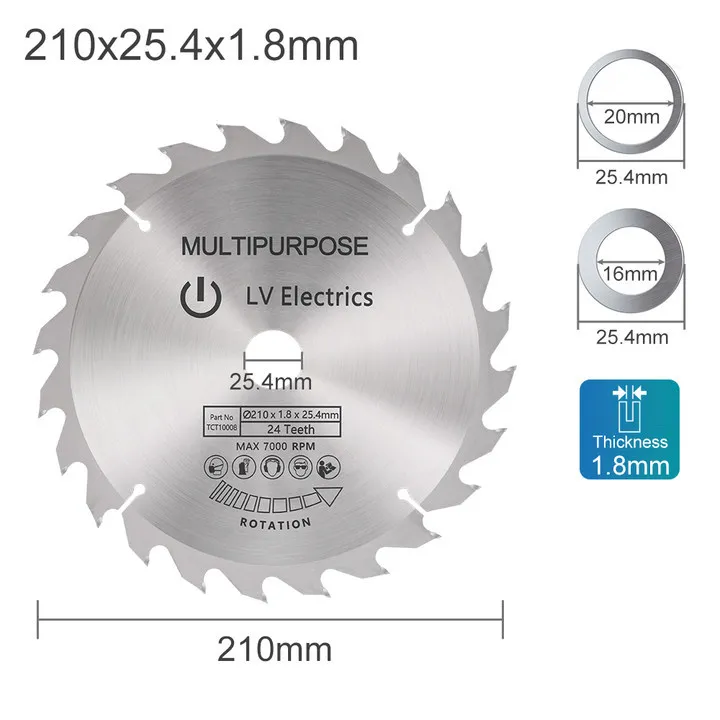 Hartmetall-kreissägeblatt Cn210x25,4x1,8, 210 Mm Durchmesser, Hartmetallspitze, Holzsägeblatt, Holzbearbeitungswerkzeug, 24t-48t-60t-80t Zähne