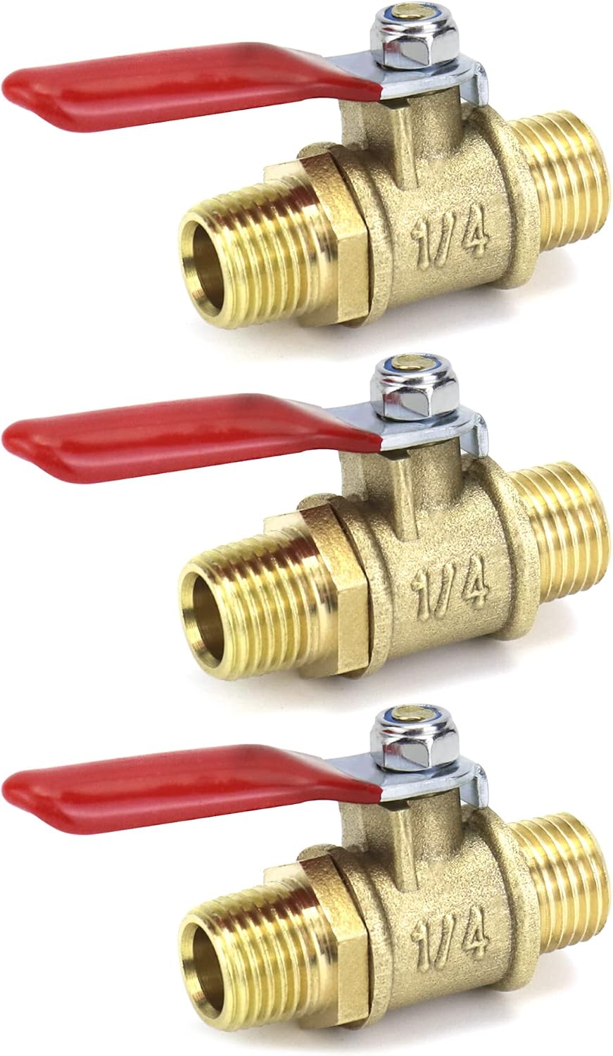 Hochleistungs-kugelhähne Aus Messing, 3er-pack, 1/4 Zoll Npt Außengewinde X Innengewinde, Absperrventil Für Luftkompressor