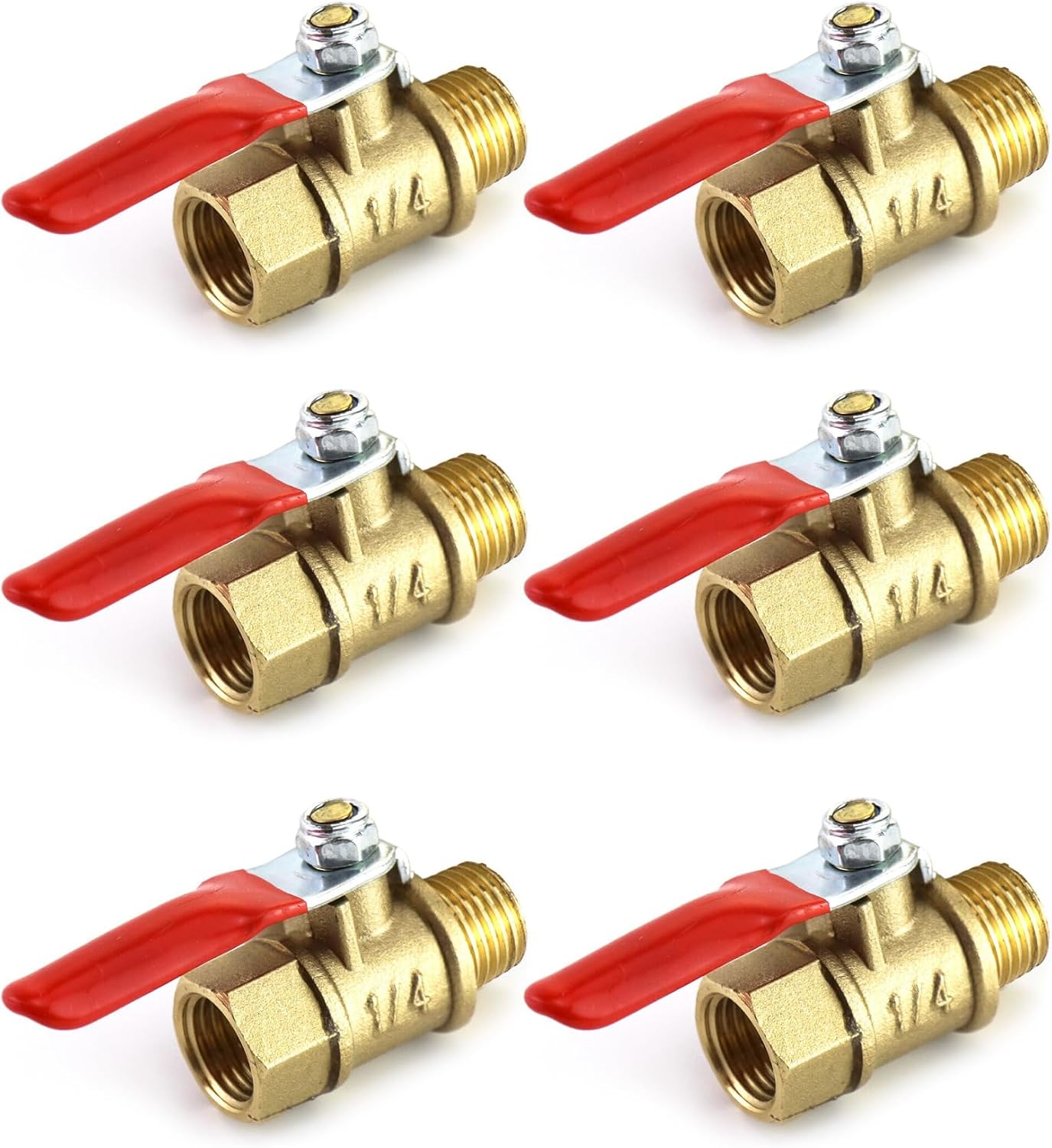 Hochleistungs-kugelhähne Aus Messing, 6er-pack, 1/4 Zoll Npt Außengewinde X Innengewinde, Absperrventil Für Luftkompressor