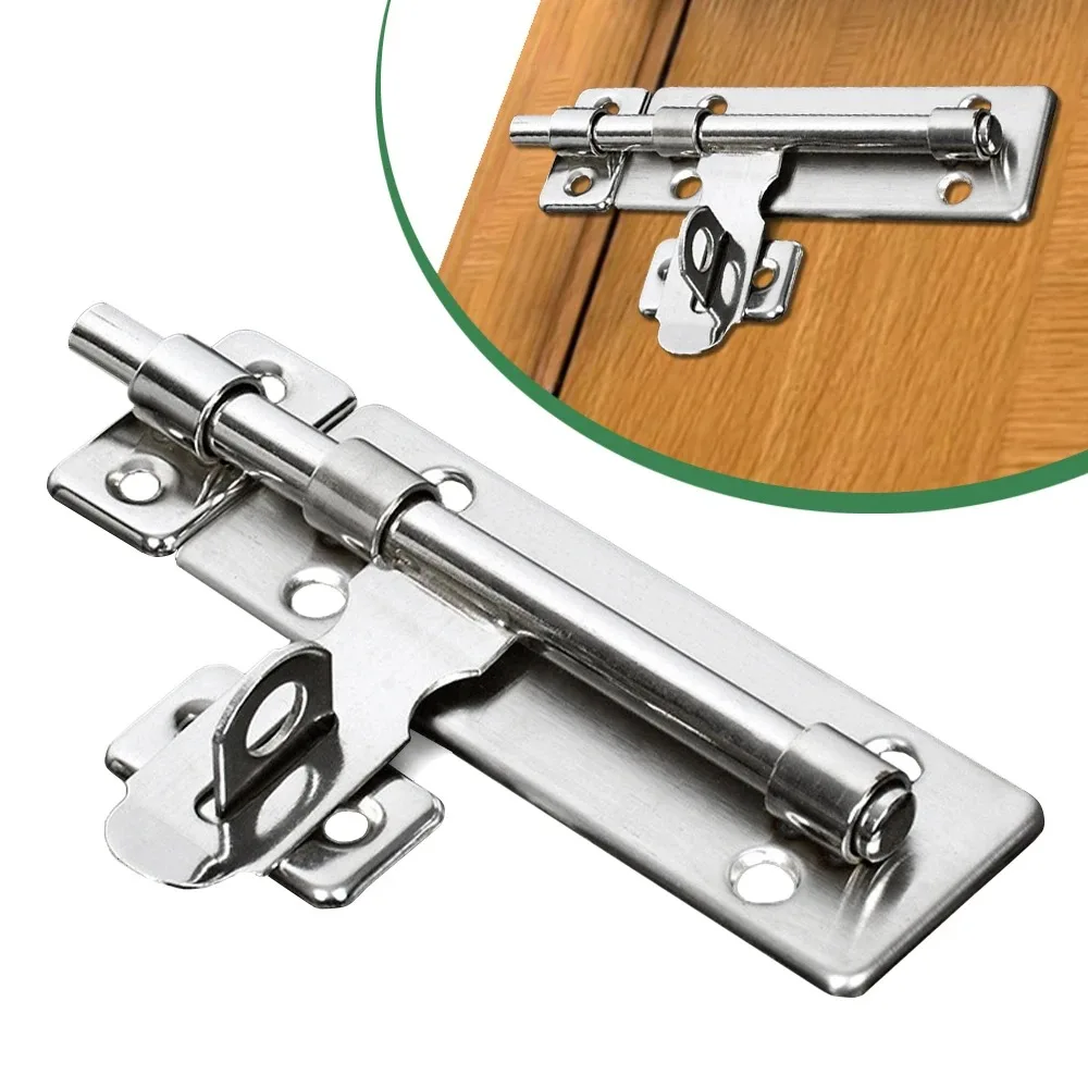 Türschloss Aus Edelstahl, 4-zoll-beschläge, Zylinderriegel, Gebürstetes Vorhängeschloss-set, Zum Verriegeln Von Türen, Fenstern, Schubladen Und Schränken.