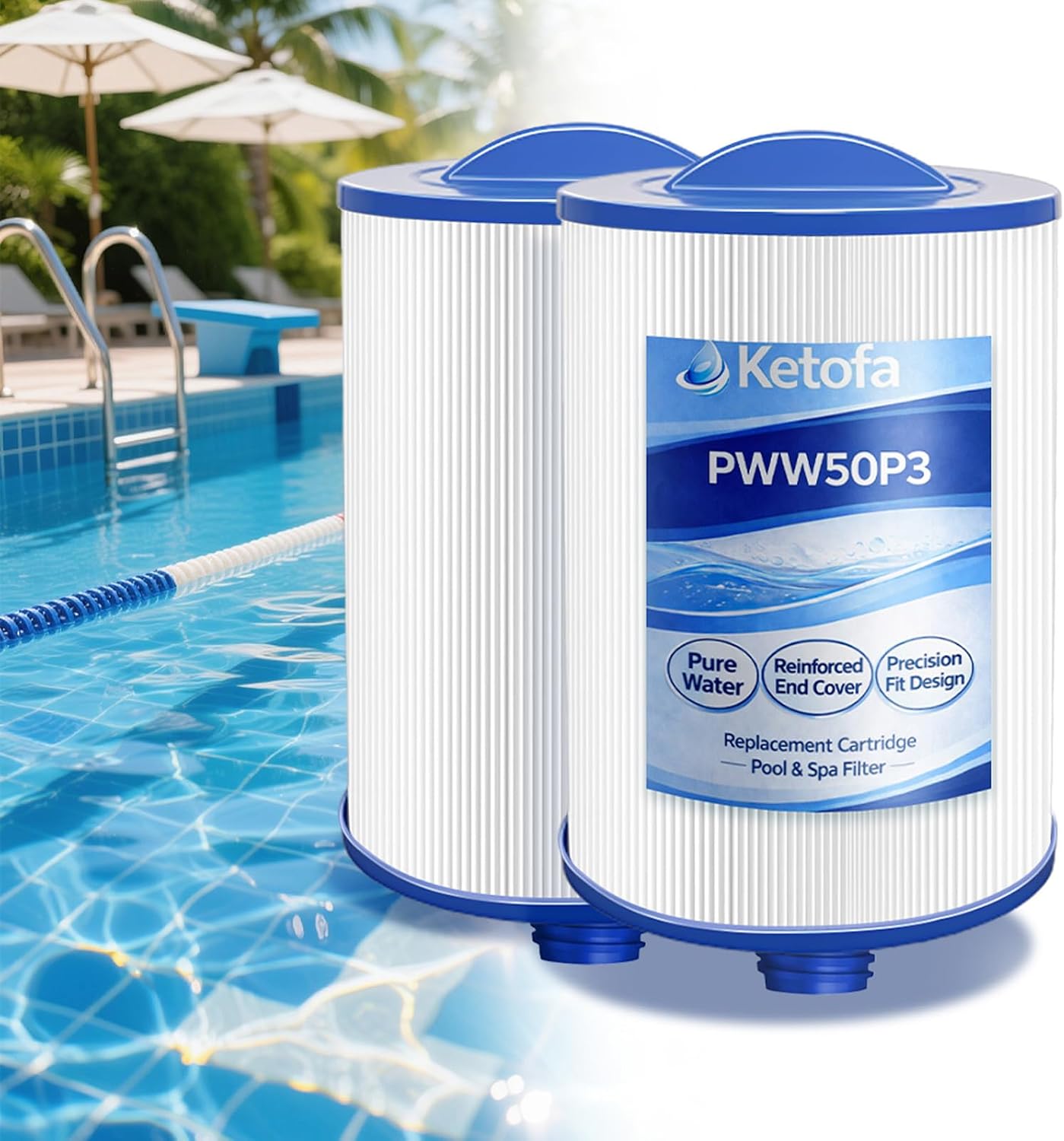 Pww50p3 Filter Für Pleatco Spas, Pww50p3 Spa-filter (1 1/2 Zoll Grobgewinde), Kompatibel Mit Unicel 6ch-940, Filbur Fc-0359, Waterways 817-0050 Vorskimmer, Aber Spas.