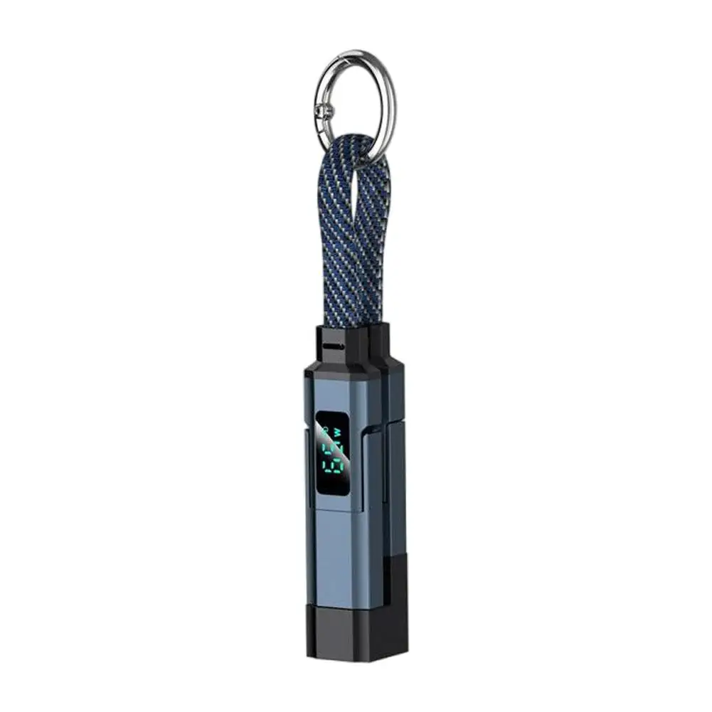 4-in-1 65-w-usb-c-schlüsselanhänger-ladekabel Mit V/a/w-anzeige, Typ-c-anschluss, Kompatibel Mit Apple-geräten, Tragbares Ladekabel Für Iphone/ipad/samsung/laptops, Blau