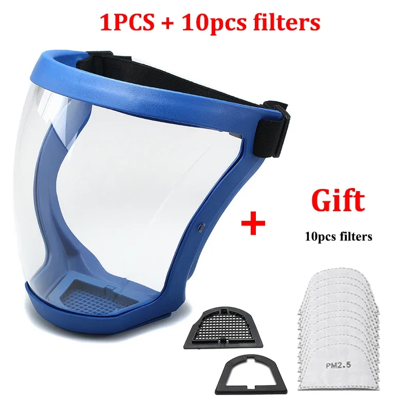 Transparenter, Spritzwassergeschützter Gesichtsschutz, Outdoor-maske, Schutzvisier, Kopfbedeckung, Arbeitsschutz, 1 Blaue Einheit