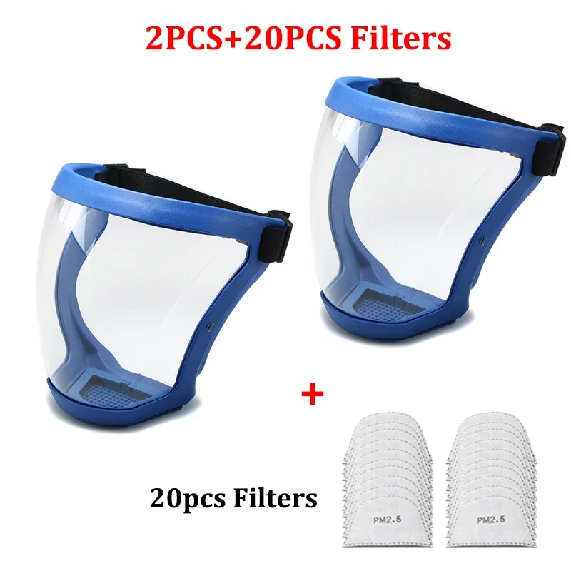 Transparentes, Spritzwassergeschütztes Schutzvisier, Outdoor-schutzvisier, Sicherheitsvisier, Kopfbedeckung, Arbeitsschutz, Zweiteiliges Blaues Set.
