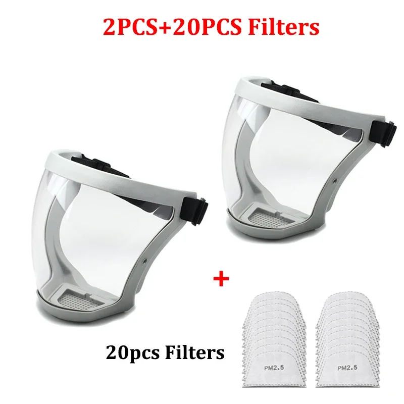 Transparente, Spritzwassergeschützte Gesichtsmaske, Outdoor-maske, Schutzmaske, Kopfbedeckung, Arbeitsschutz, Zweiteiliges Graues Set