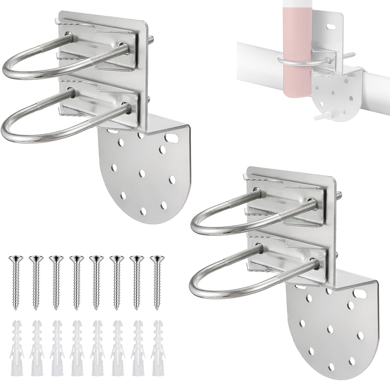 2-teilige Antennenmasthalterung Mit Doppelten U-bügeln, Dacromet-eisenbeschichtung, Antennenmastklemme, V-förmige Halterung Für 25-50 Mm Antennen