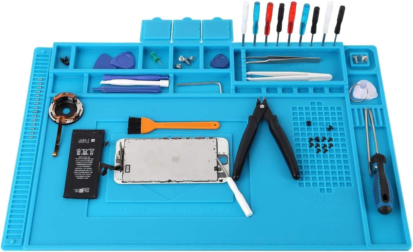 Lötmatte Aus Silikon Mit Magnetbereich, Schraubenschneider Und Kerben – Antistatische Lötmatte Für Elektronikreparaturen, 45 X 30 Cm