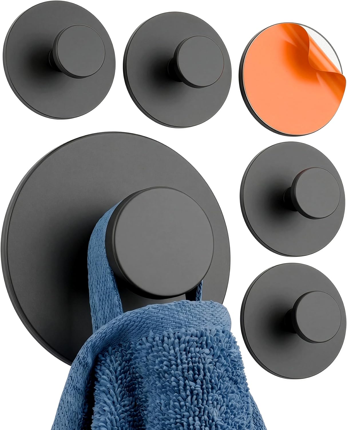 Set Mit 6 Selbstklebenden Edelstahl-wandhaken, Starke Befestigung Bis Zu 5 Kg Pro Haken, Vielseitige Runde Haken Ohne Bohren