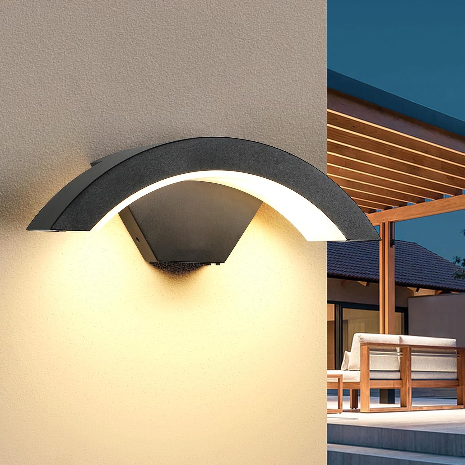 Außenwandleuchte, 24 W, 3000 K Warmweiß – Ip65 Wasserdicht, U-förmiges Design, Außenwandbeleuchtung Für Hof, Garten, Terrasse, Weg