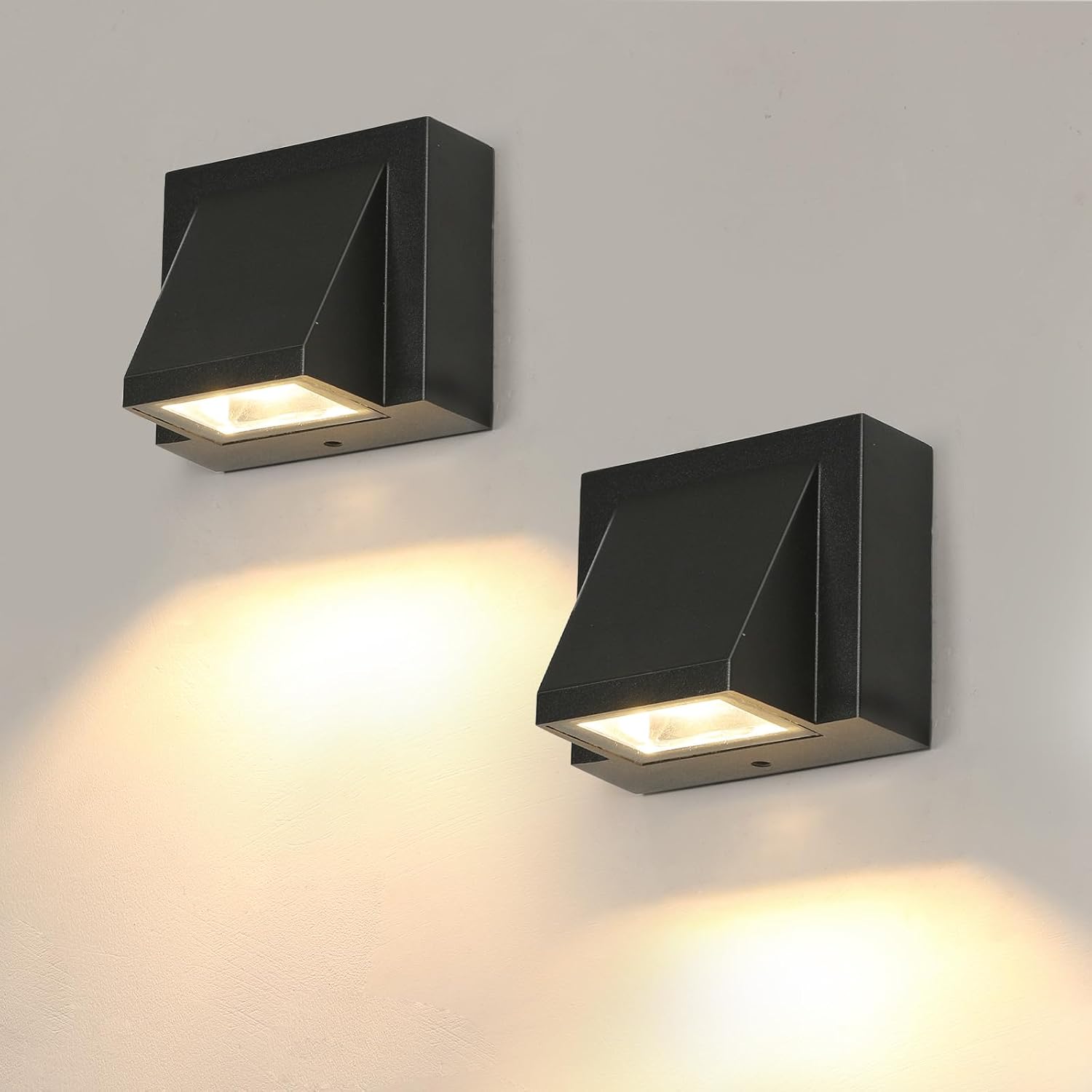 2-teiliges Außenwandleuchten-set, 5 W, 3000 K, Ip65 Wasserdicht – Warmweiße Led-wandleuchte, Quadratische Aluminium-außenwandleuchte Für Garten Und Veranda