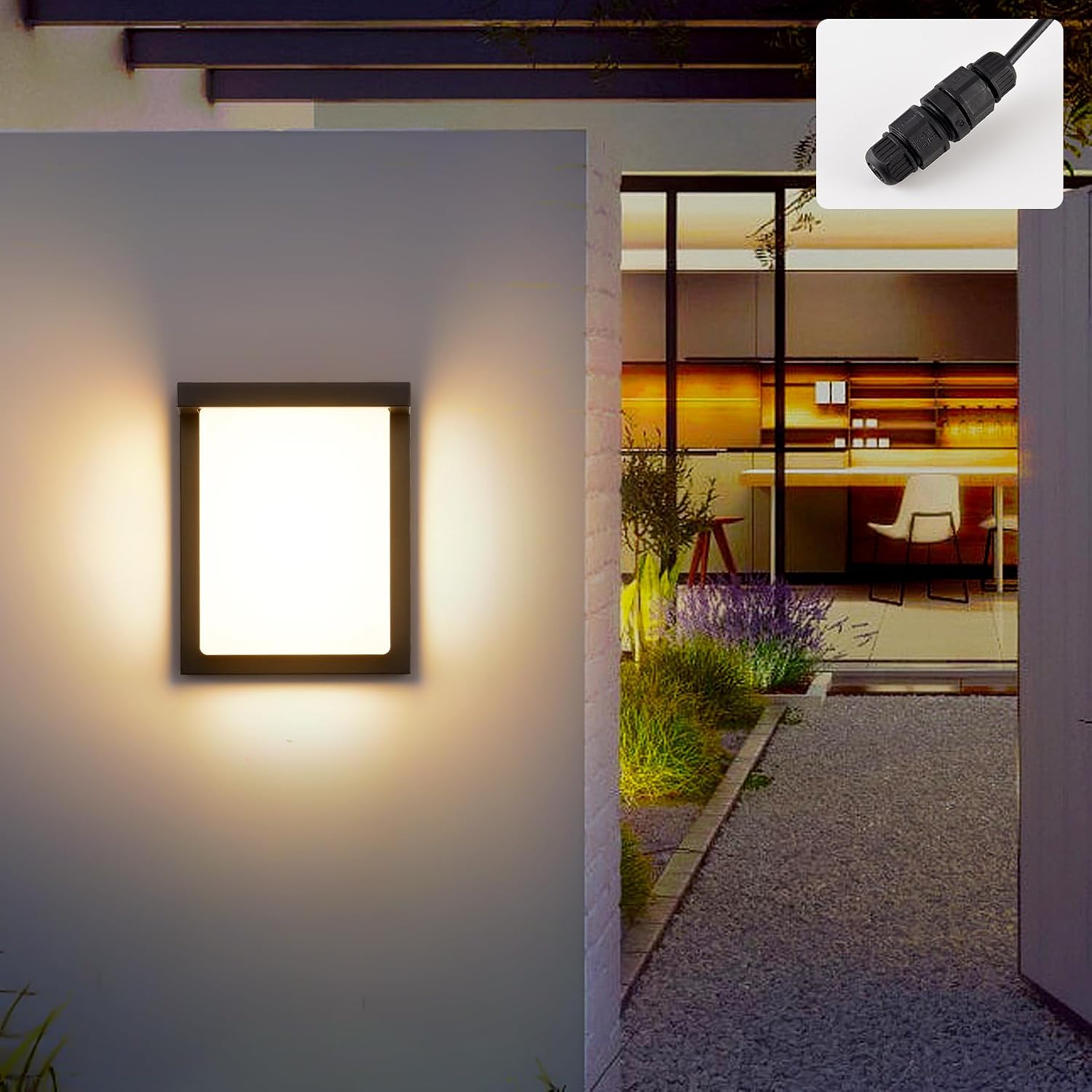 Wandleuchte Für Innen Und Außen, Warmweiße Led-leuchte, Schwarz – 24 W, 3000 K, Moderne Wandleuchte, Ip65 Wasserdicht, Wandlampen