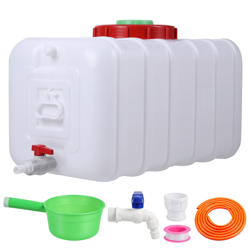 Fianao – Wassertank – Wasserbehälter – 100 L Fassungsvermögen – Kunststoff – Mit Hahn, Deckel Und Ventil – Ideal Für Camping Im Außenbereich – Maße: 80 × 47 × 38 Cm – Transluzent-weiß