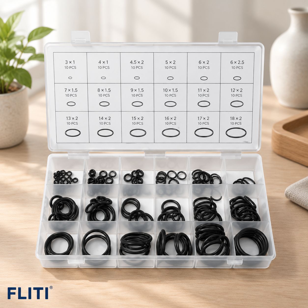 Fliti 125-teiliges Nbr-o-ring-set, 3–22 Mm, Öl- Und Kraftstoffbeständig, Für Den Professionellen Einsatz, Dichtung