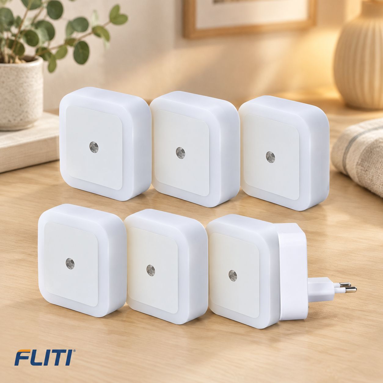 Fliti 6er-set Automatische Led-nachtlichter Mit Warmweißer Fotozelle, Energiesparend