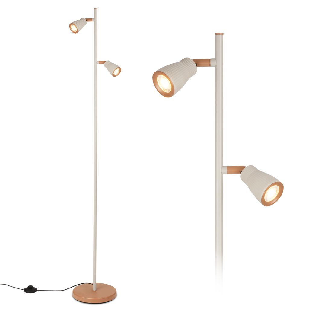 Briloner Led Stehlampe Ø22x141,5 Cm 2x3,5w 800lm 3000k Warmweiß Kabelschalter Warm Grey-coffee - Stehleuchte Wohnzimmer Leselampe